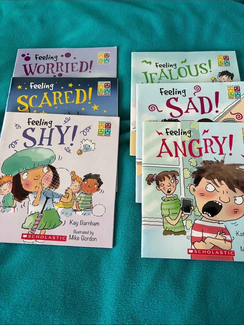 Scholastic Kids Feelings Books Set - worried, shy, scared, angry, sad, jealous